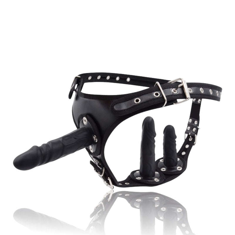 BDSM Strap On 3 Dildos Harness/Strap On Kit