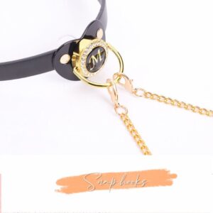 BDSM - Collar + Pacifier + Bell Nipple Clamps & Chains - FRISKY BUSINESS SG