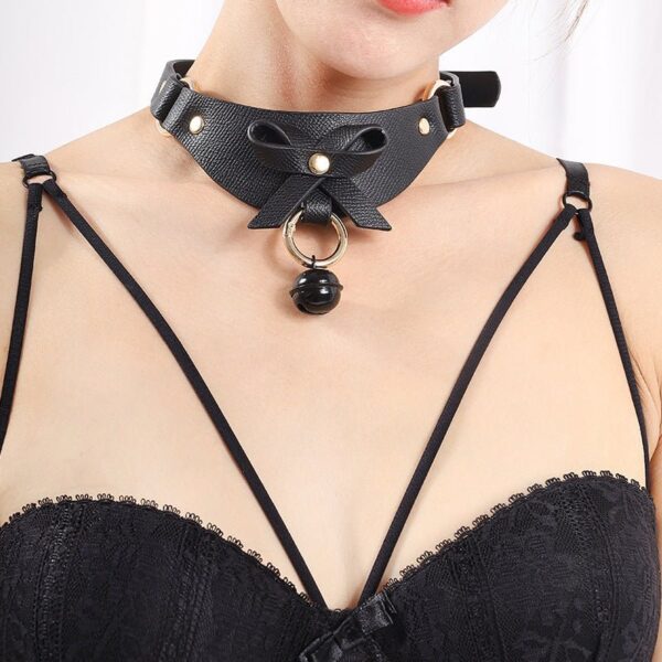 BDSM - Leather Cat Bell Collar - FRISKY BUSINESS SG