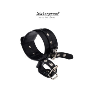 BDSM - Wrist to Thumb PU Leather Cuffs, Bondage Restraint - FRISKY BUSINESS SG