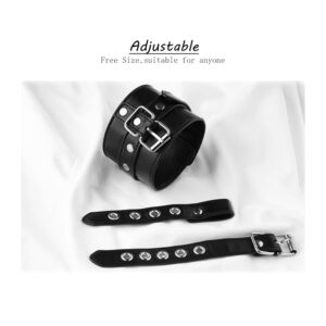 BDSM - Wrist to Thumb PU Leather Cuffs, Bondage Restraint - FRISKY BUSINESS SG
