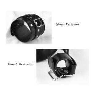 BDSM - Wrist to Thumb PU Leather Cuffs, Bondage Restraint - FRISKY BUSINESS SG