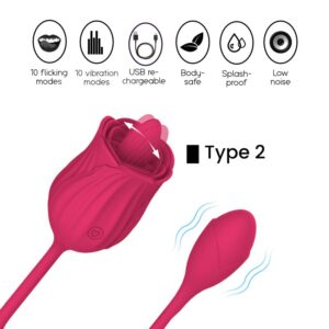 Rose - 2 in 1 Clitoris Stimulator - FRISKY BUSINESS SG