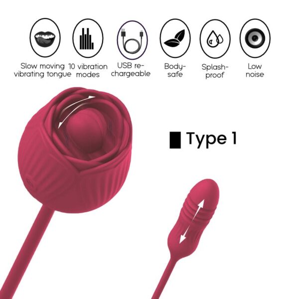 Rose - 2 in 1 Clitoris Stimulator - FRISKY BUSINESS SG