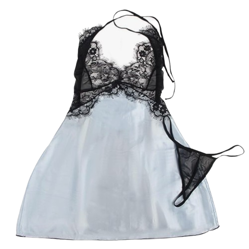 Babydoll - 2 Pcs Sexy Deep V Backless Sleepwear